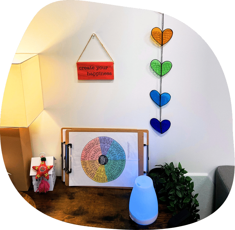 therapy office with designs on the wall